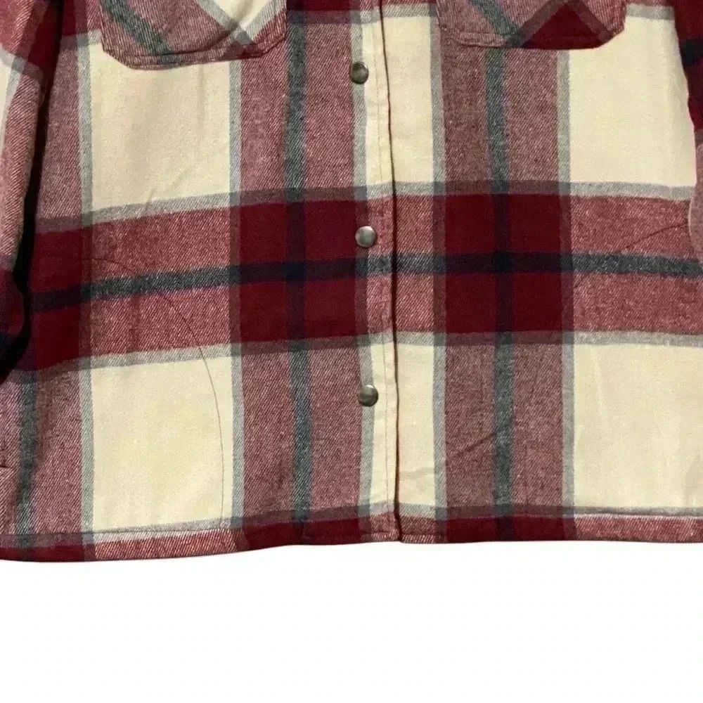 HFX Red Plaid Shacket Shirt Jacket Womens L Snap Front Midweight NWT - Picture 6 of 11